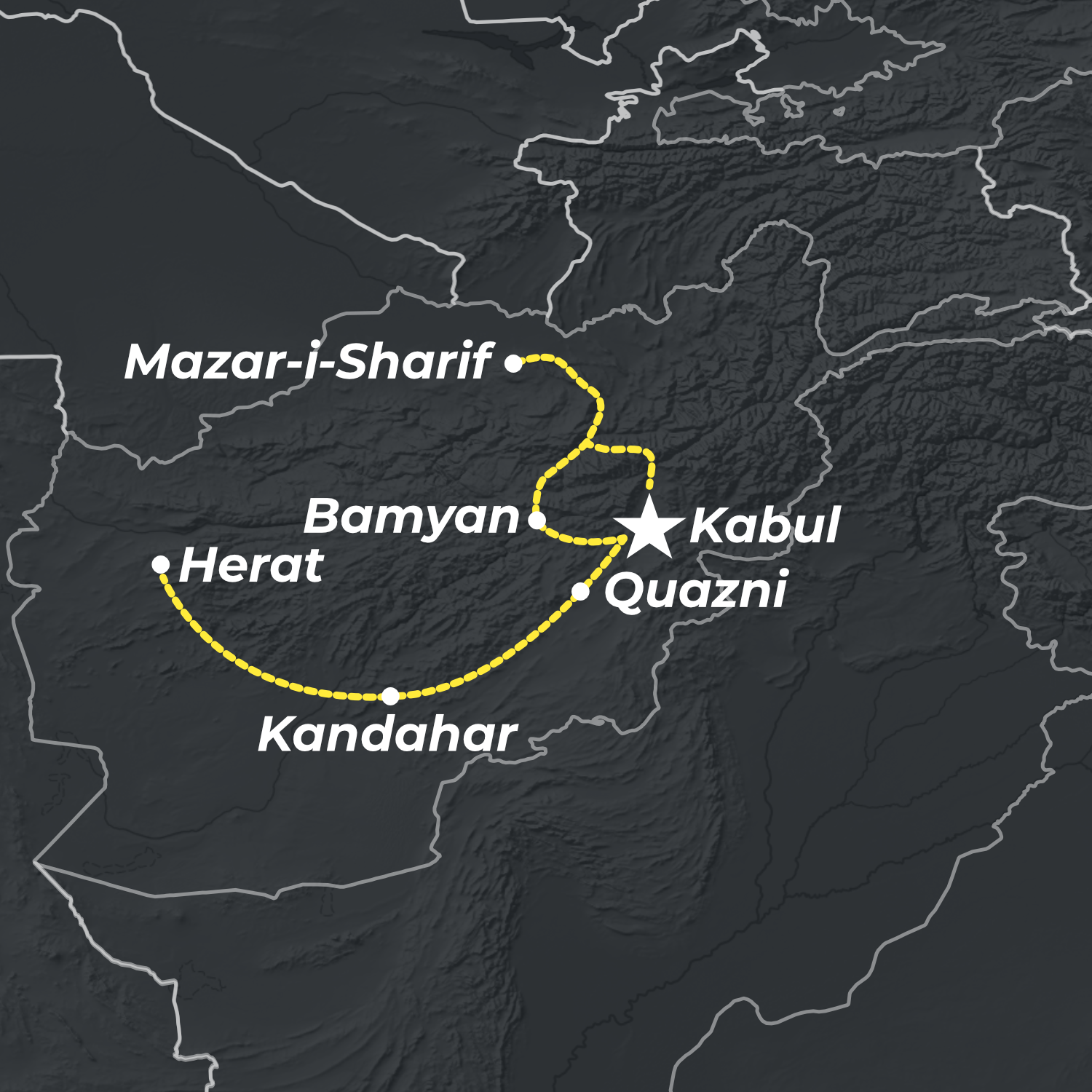 Map of Afghanistan for Complete Afghanistan itinerary